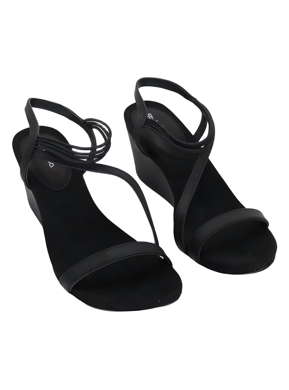 Style & Co Madysonn Strappy Elastic 2.5" Wedge Sandals Black Beauty Size 9.5M